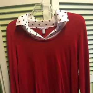 Sweater with built in blouse